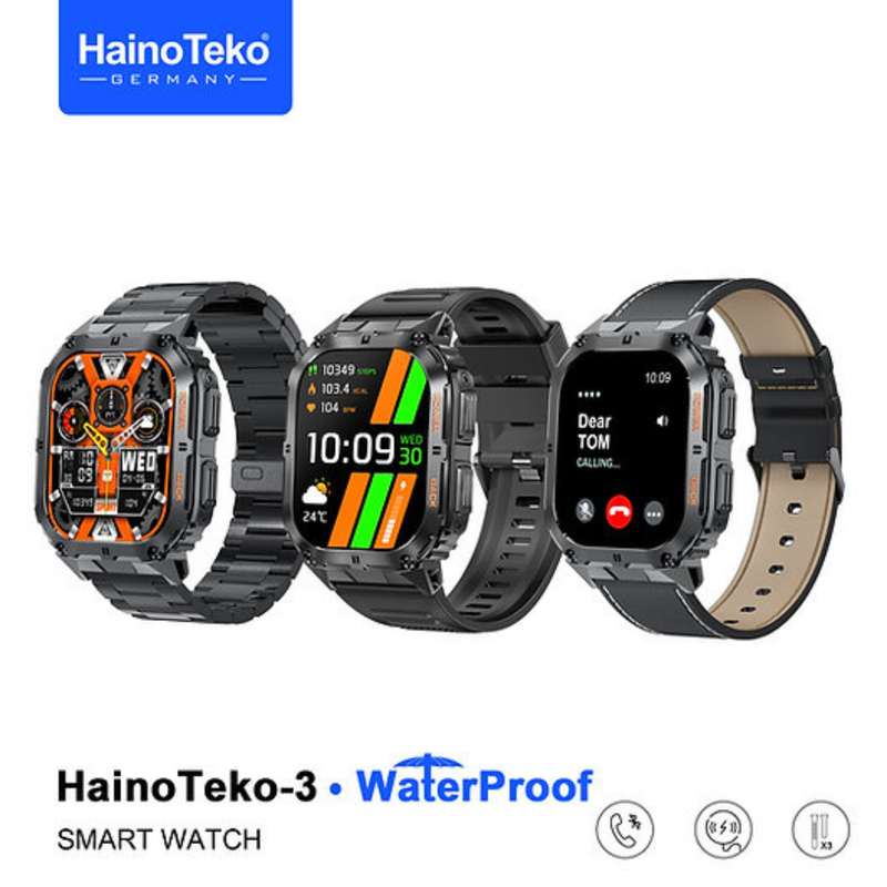 HainoTeko-3 AMOLED Smartwatch with 3 Straps, Bluetooth Calling & 20-Day Battery