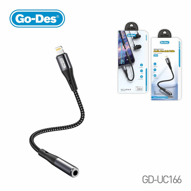 Go-Des Lightning to 3.5mm Audio Aux Cable Premium Sound Quality Durable TPE Braided Cable for iPhone iPad