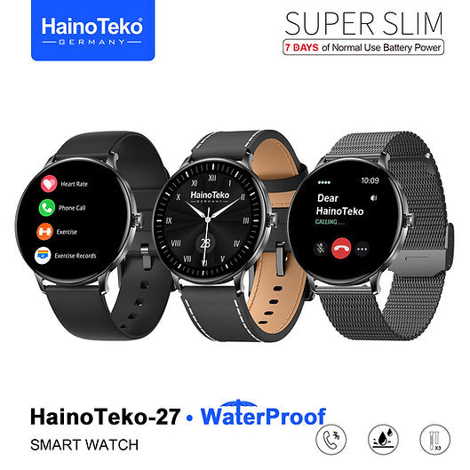HainoTeko-27 Super Slim Waterproof Design Smart Watch With AMOLED Amoled Display Bluetooth Calling and 3 Pair Straps - Unisex