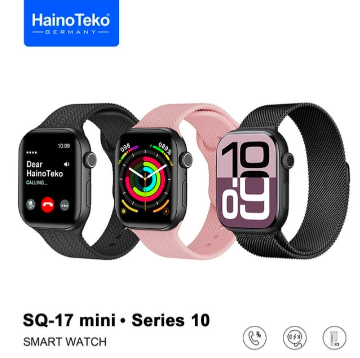 HainoTeko SQ-17 Mini Smart Watch AMOLED Display with 3 Interchangeable Straps Designed for Ladies