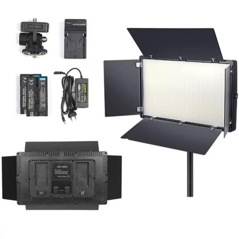 PRO LED Light 800 Light Kit with rechargeable battery with 2.1 M Tripod, Plug powered video camera light, 3200K-5600K video camera light, video conference Light Live