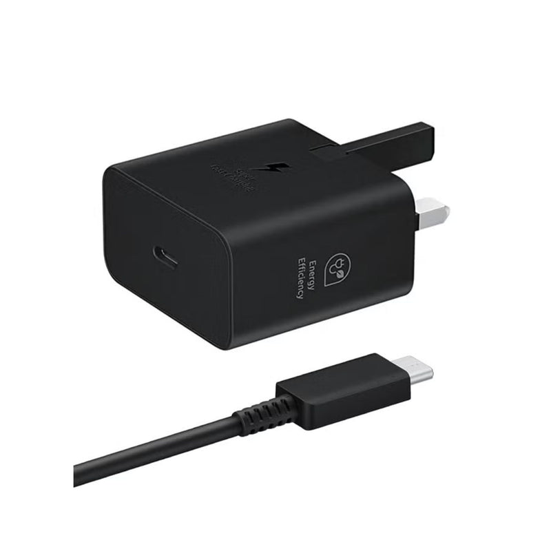 SAMSUNG 25W PD Wall Charger Power Adapter with Cable USB-C to USB-C, Super Fast Charging, Compact Design, Compatible with Galaxy and USB Type C Devices, Black