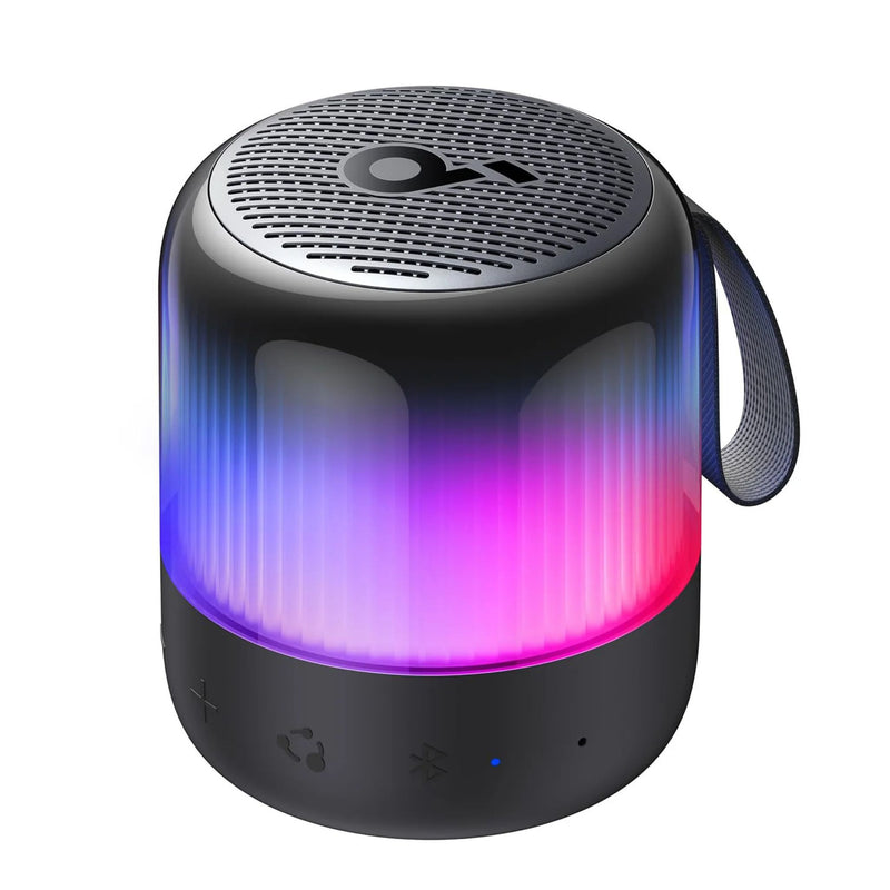Soundcore by Anker Glow Mini Portable Speaker, Bluetooth Speaker with 360° Sound, Light Show, 12H Battery, Customizable EQ and Light, IP67 Waterproof and Dustproof, for Camping, Home, and Beach Parties Black